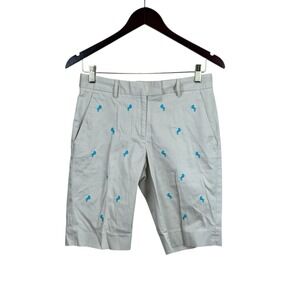 Brooks Brothers 346 Twill Cotton‎ Bermuda Shorts Womens Bird Embroidered Sz 2